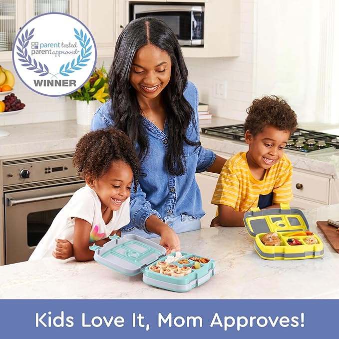 Bentgo Kids Prints Leak-Proof, 5-Compartment Bento-Style Kids Lunch Box - Ideal Portion Sizes for Ages 3-7, Durable, Drop-Proof, Dishwasher Safe, & PFAS & BPA-Free Materials (Sea Life)