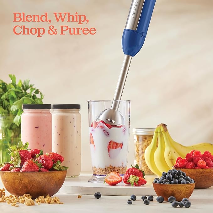 Powerful Immersion Blender, Electric Hand Blender 500 Watt with Turbo Mode, Detachable Base. Handheld Kitchen Blender Stick for Soup, Smoothie, Puree, Baby Food, 304 Stainless Steel Blades