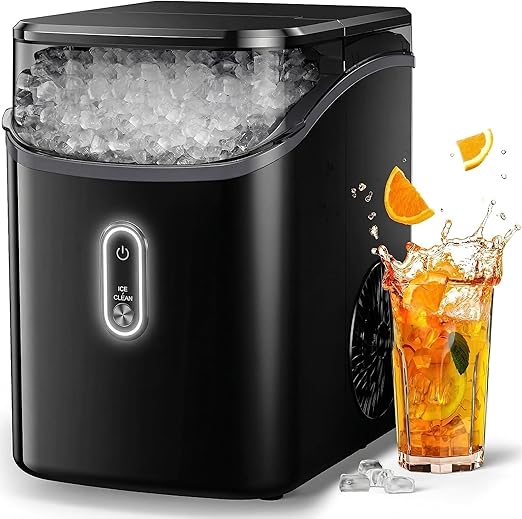 Silonn Nugget Ice Maker Countertop, Pebble Ice Maker with Soft Chewable Ice, One-Click Operation Ice Machine with Self-Cleaning, 33lbs/24H for Home,Kitchen,Office