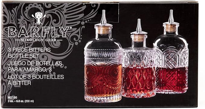 Barfly Bitters Bottle Set of 3 - M37186/M37187/M37188, Glass, 6.8 oz (200 ml), Set of 3
