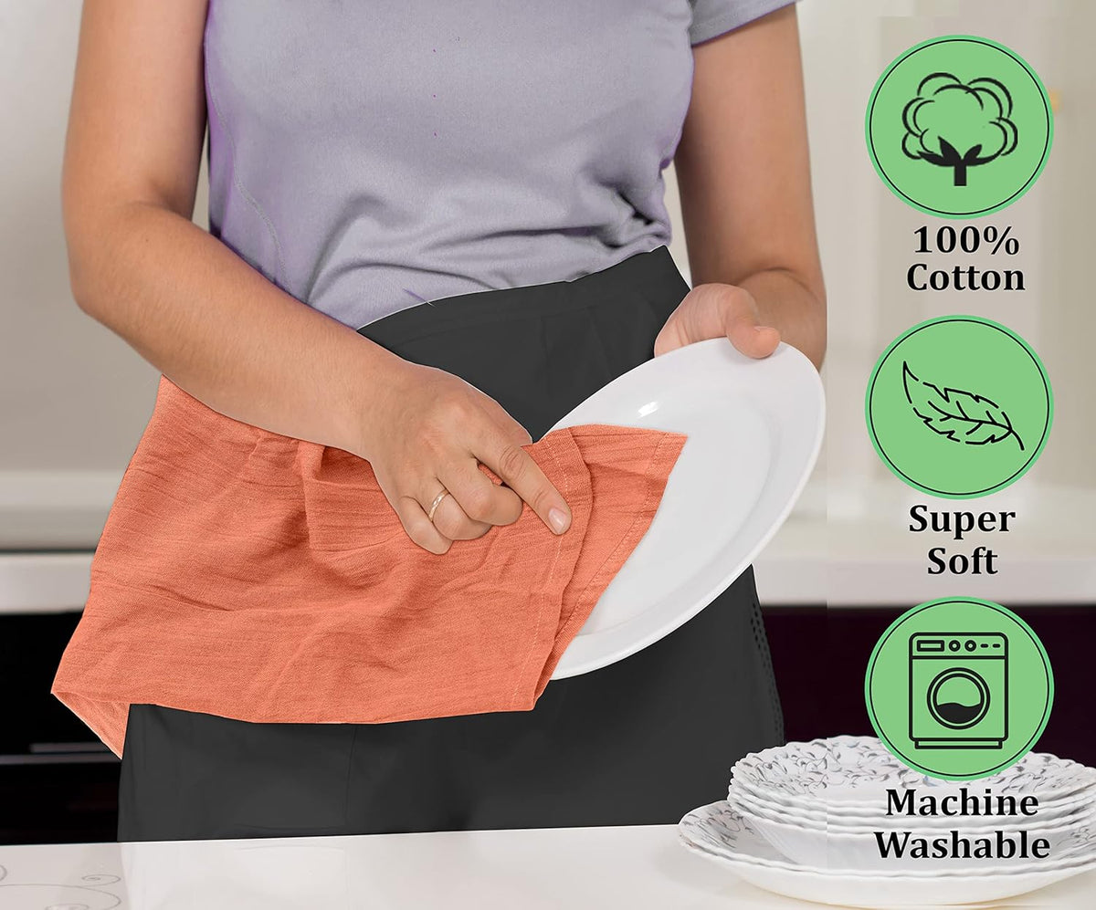 RUVANTI Flour Sack Towels 50 Pack 28x28 Inch, 100% Cotton Tea Towel, Reusable, Machine Washable, Absorbent BarTowels - Dish Cloth Perfect for Drying Dishes & Cleaning - Orange