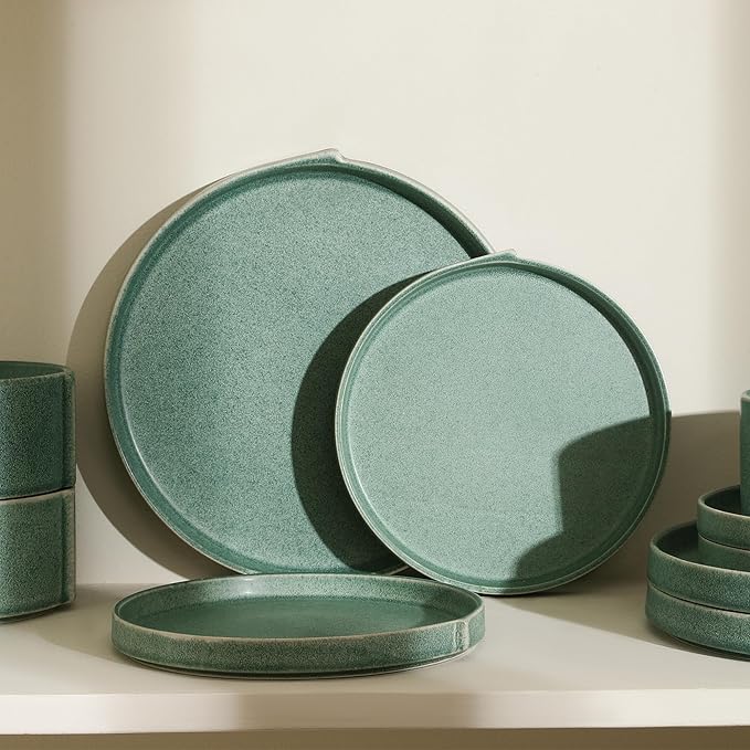 Stone Lain Bao 4-Piece Salad Plate Set Stoneware, Green