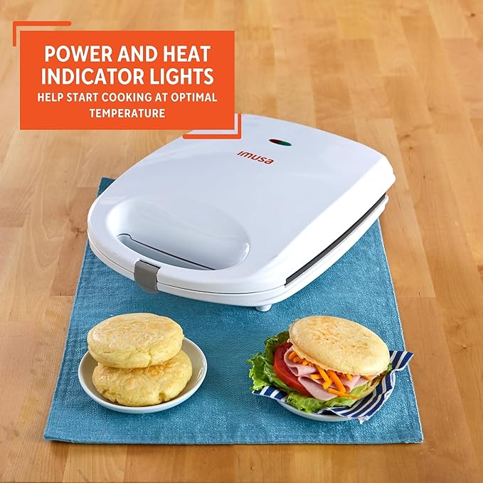 Imusa USA GAU-80300 4 Slot Electric Arepa Maker with Nonstick Surface (1,200-Watts), White