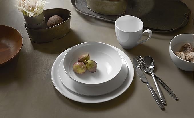 nambe Skye Collection Ceramic 9 Inch Accent Plate, White Plate, Round Dinnerware Dish, Made of Bone China, Microwave and Dishwasher Safe