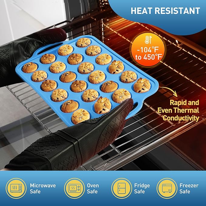 24 Cups Silicone Muffin Pan with Metal Reinforced Frame Cupcake Tray Egg Mold Mama Mommy Mom Ever Christmas Xmas Birthday Law Step Stepmom Stepmother Who Have Everything Good Unique Useful Present