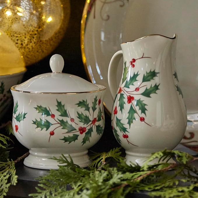 Lenox 843319 Holiday Sugar & Creamer Set, Christmas Hosting