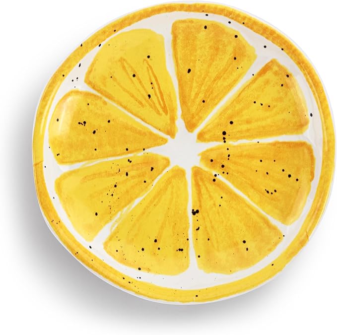 DEMDACO Decorative Serving Dining Dish Appetizer Plate, 5 Inch Ceramic Stoneware, Lemon