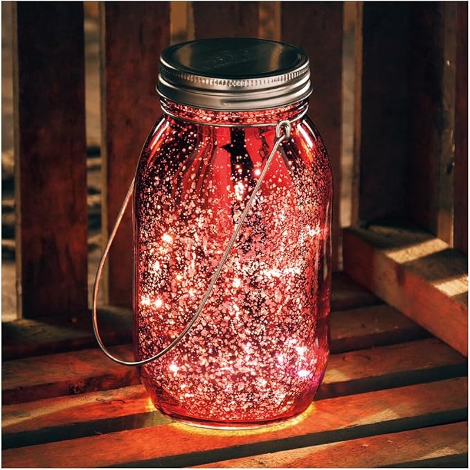 Primitives by Kathy 36372 Mercury Glass Lantern, Red, 6.75-Inches Tall