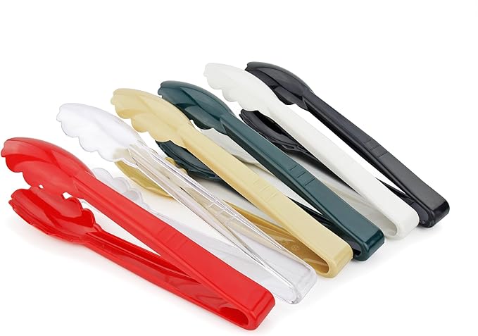 New Star Foodservice 35520 Utility Tong, High Heat Plastic, Scalloped, 12 inch, Set of 12, Clear