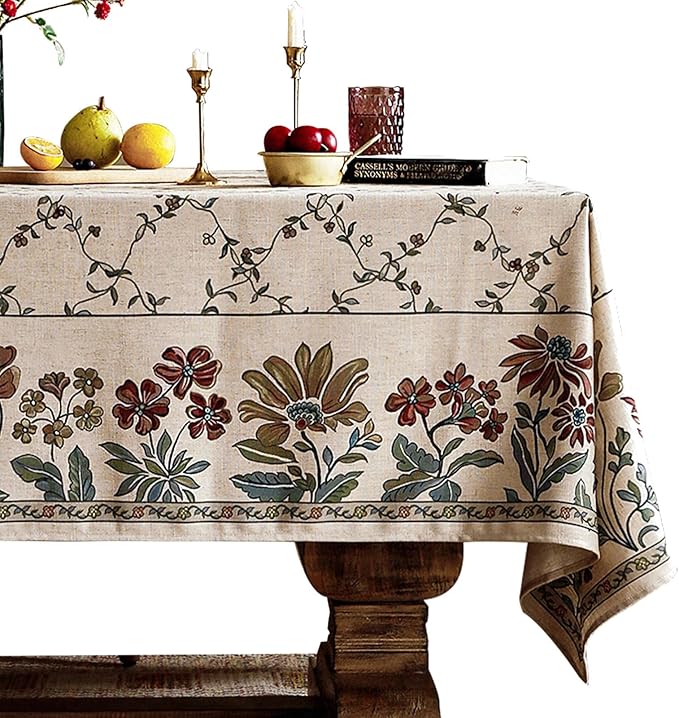 patdrea Designer Vintage French Square Tablecloth,Fall Country Breathable Floral Table Cloth,Italian Dacorative Cover for Kitchen Dining,Tea Party,Christmas,Thanksgiving,67"x67"-Oliveirad