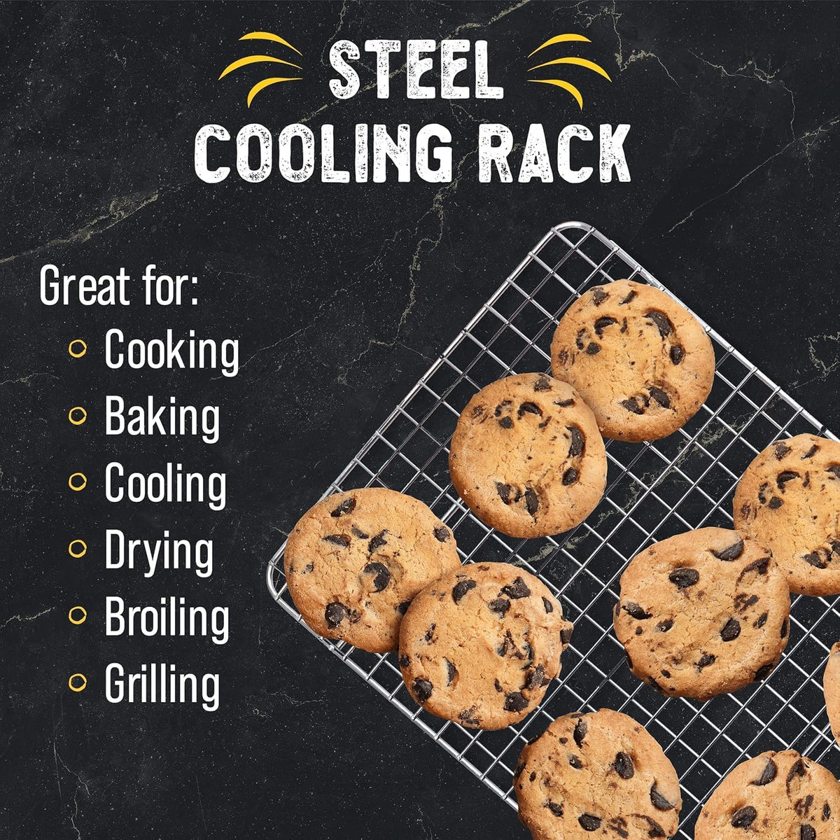 Checkered Chef Cooling Rack for Cooking and Baking - 10" x 15" Stainless Steel, Oven Safe Grid Wire Cookie Cooling Racks