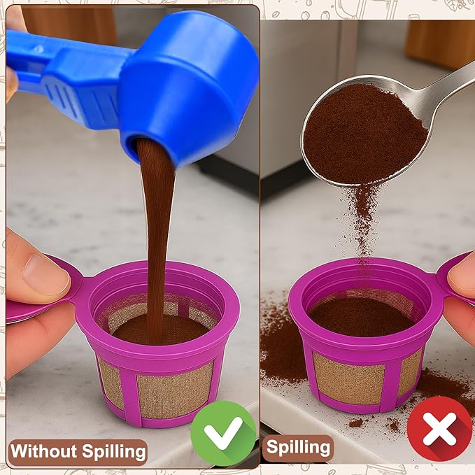 Palksky Coffee Scoop & Funnel for Reusable K Cup Refillable Coffee Pods,2 Tablespoon Coffee Measuring coffee Scooper,1PCS(Blue)