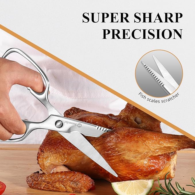 Sunnecko Kitchen Scissors for Food, Heavy Duty Scissors All Purpose Kitchen Shears That Come Apart, 8.5 Inch Fully Forged Stainless Steel