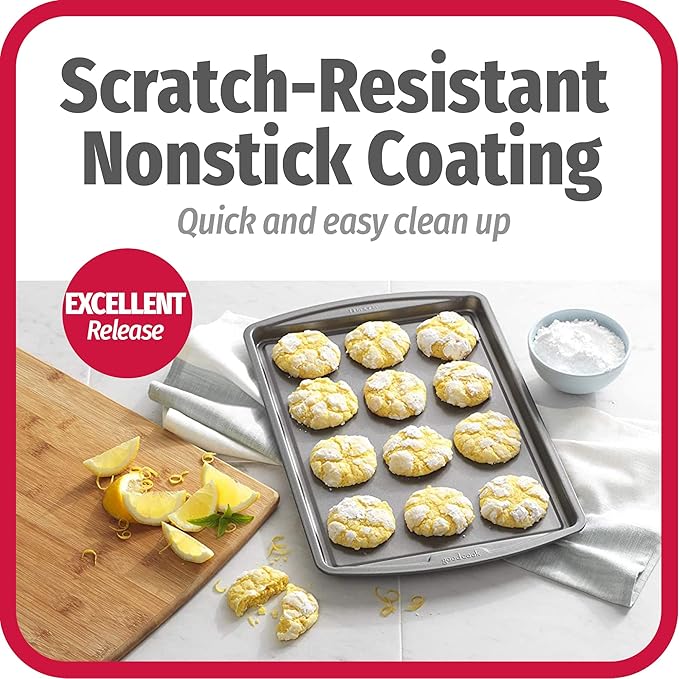 GoodCook Everyday Nonstick Carbon Steel 13” x 9” Baking Sheet Set, 3 Pack – Standard-Sized Carbon Steel Cooking Pans, Bakeware Set, Cookie Sheets for Baking, Oven Pan Set