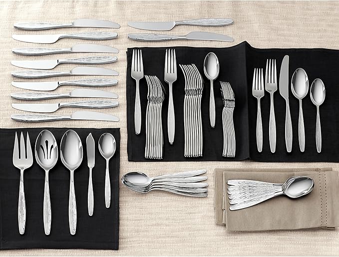 Lenox Emerick 65-Piece Flatware Set, 9.70 LB, Metallic