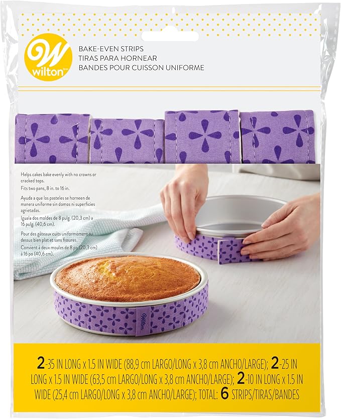 Wilton Bake-Even Cake Pan Strips - Use Cake Strips on Baking Pans for Evenly Baked Cakes, 6-Piece Set, (2) 35 x 1.5-Inch, (2) 25 x 1.5-Inch and (2) 10 x 1.5-Inch
