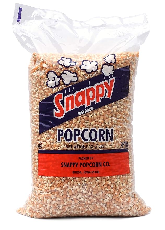 Snappy Yellow Popcorn Kernels for Popping, Non-GMO Whole Grain, Works in Machines, Air Poppers and Stovetops, 12.5 lb Bulk Bag