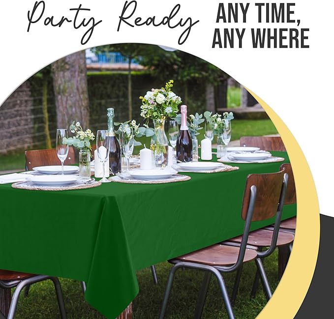 Party Solids 66% Thicker Premium Plastic Table Cloth Rectangle Table Cover 0.5 Mil 12 Pack Emerald Green Table Cloth 54 Inch x 108 Inch Disposable Tablecloth Won't Tear Easily Like Cheap Thin Brands