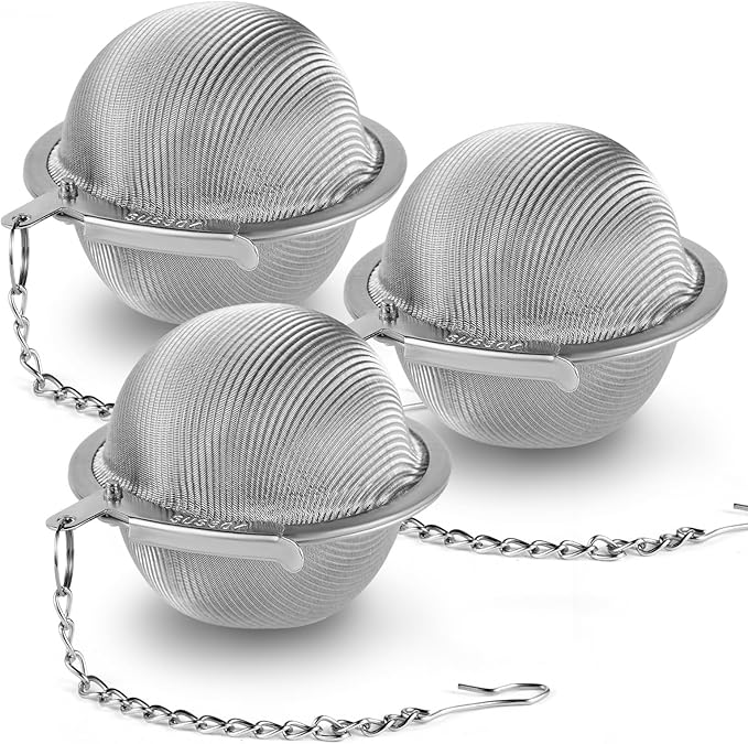 304 Stainless Steel Tea Strainers for Loose Tea Infuser Ball, Extra-Fine Mesh Tea Ball, Tea Holder Loose Leaf Tea Steeper, Tea Diffuser for Rooibos, Black Tea, Herbal & Spices (Small x 3)