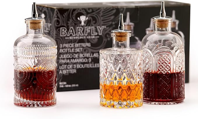 Barfly Bitters Bottle Set of 3 - M37186/M37187/M37188, Glass, 6.8 oz (200 ml), Set of 3