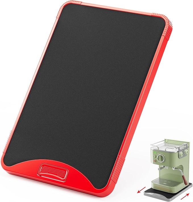 ARGOMAX Appliance Rolling Tray, Coffee Maker Slider, coffee pull out tray, sliding coffee maker tray, Suitable for coffee machines, air fryers and other appliances (Red-Plastic)
