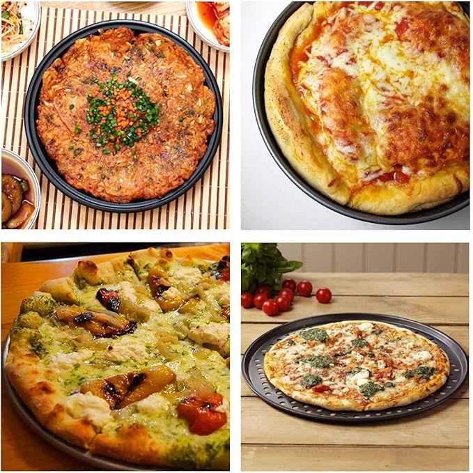 Handook Pizza Pan for Oven, Nonstick Pizza Pans, Carbon Steel Pizza Pan with Holes, Pizza Baking Pan for Oven Baking Supplies, for Home Baking Kitchen Oven Restaurant (12 Inch)