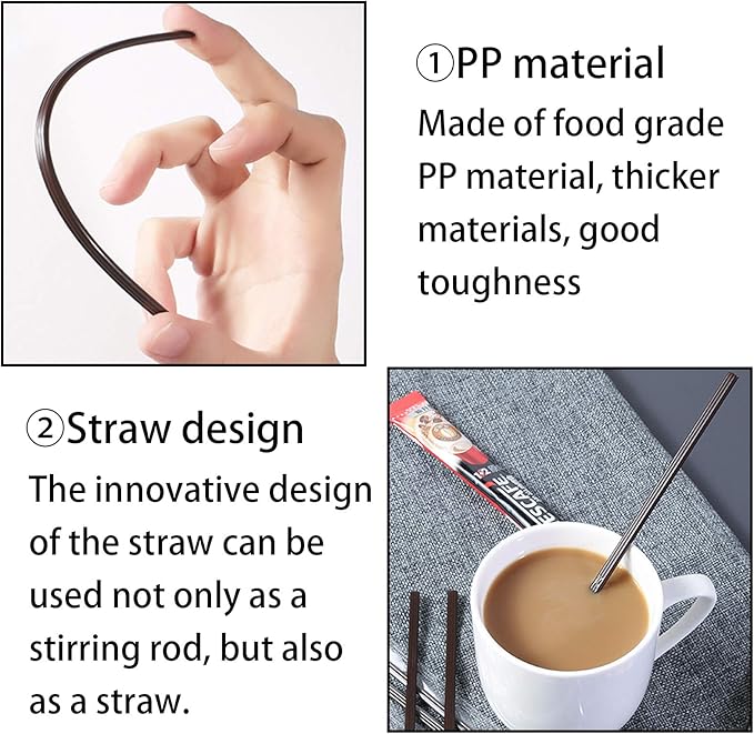 Coffee Stirrers Sticks 400 Individually Wrapped 6.7in，Disposable coffee straw stirring rod，Coffee Straw，Disposable Plastic Drink Stirrer Sticks Health and Safety Three-hole coffee straw