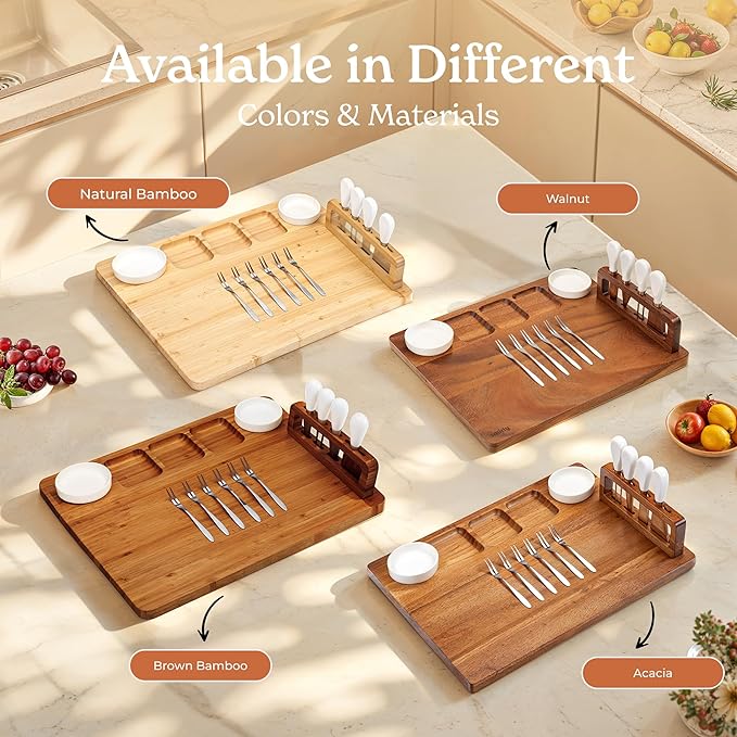 SMIRLY Charcuterie Boards Set - Large Bamboo Cheese Board Set - House Warming Gifts New Home, Wedding Gift for Couple, Bridal Shower Gift, Birthday Gifts for Women