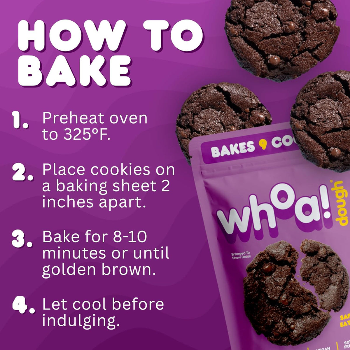 Whoa Dough Ready to Bake Cookie Dough Brownie Batter – Certified Non-GMO, Kosher, Gluten Free – Plant-Based Snack Dough Made with Real Ingredients – 24 Pack