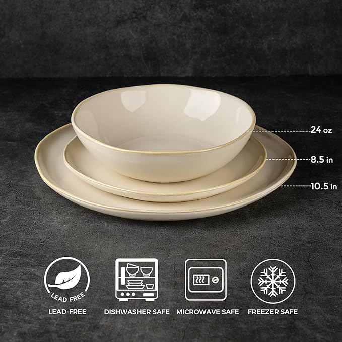 AmorArc Ceramic Dinnerware Sets,Handmade Reactive Glaze Stoneware Plates and Bowls Sets,Highly Chip and Crack Resistant | Dishwasher & Microwave Safe Dishes Set,Service for 6 (18pc)