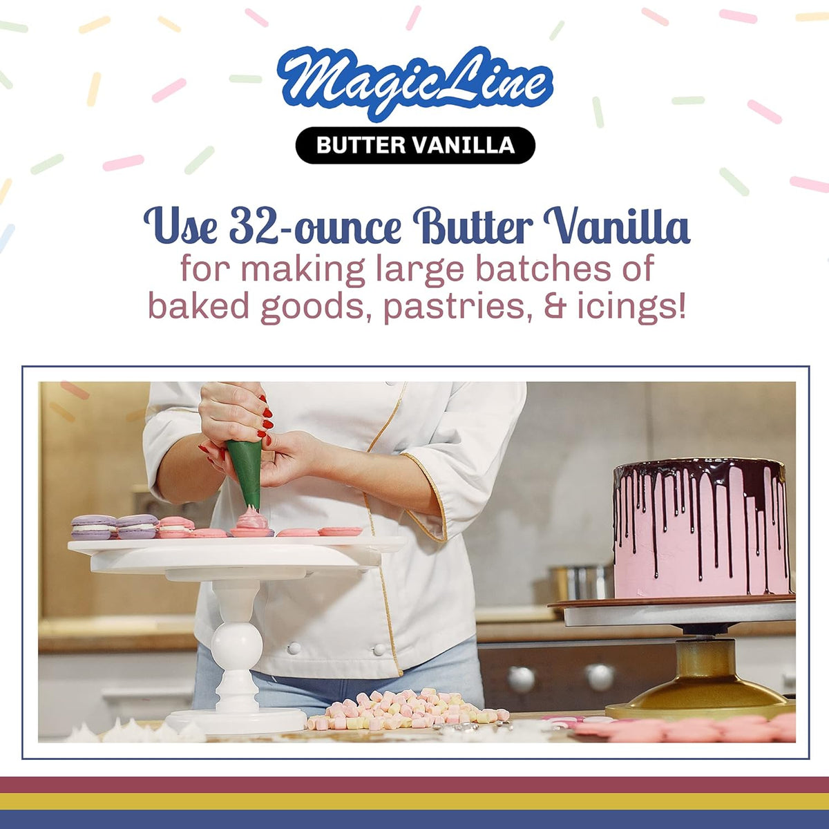 Magic Line Butter Vanilla Flavoring Oil for Baking - Replaces Vanilla Flavor Extracts (32 Ounces)