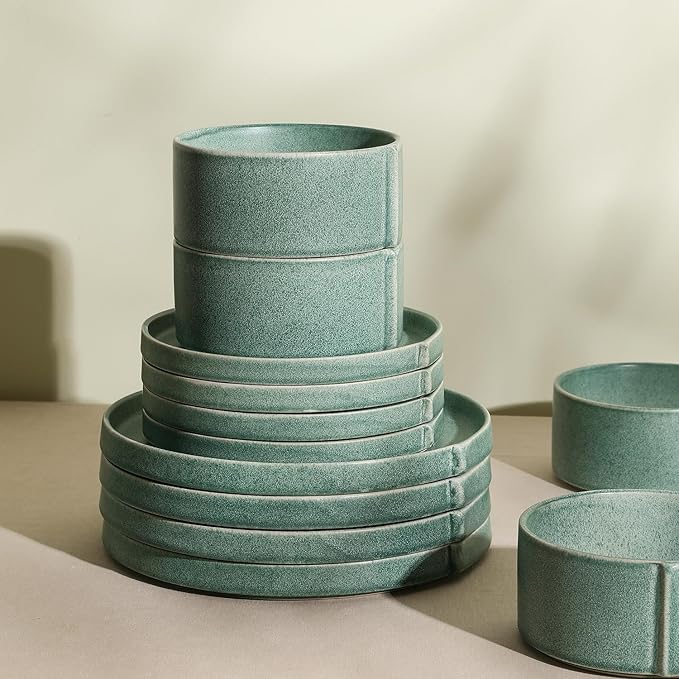 Stone Lain Bao 24-Piece Dinnerware Set Stoneware, Green