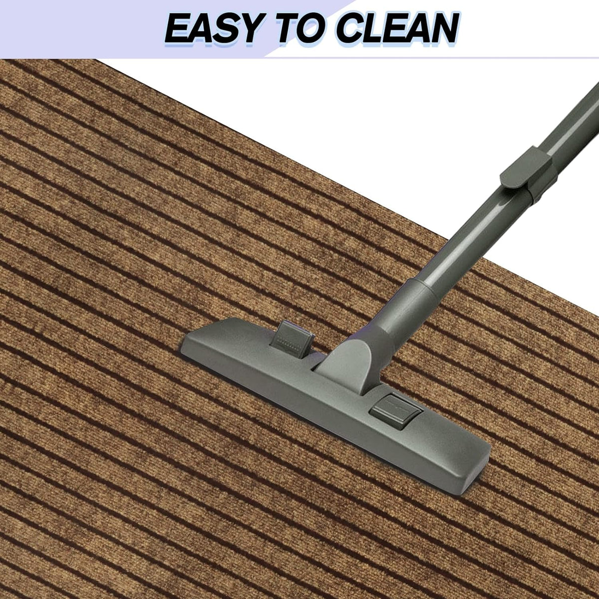 Custom Size Backed Non-Slip Area Rugs Runner, Easy Clean, Waterproof Runner Rugs for Hallway Entryway, Kitchen, Laundry, 4FT x 31FT, Brown Stripe