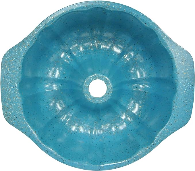 casaWare Fluted Cake Pan 9.5-inch (10-Cup) Ceramic Coated NonStick (Blue Granite)