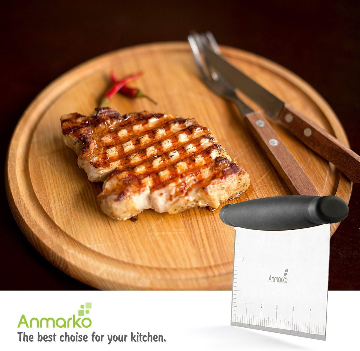 Stainless Steel Metal Griddle Scraper Chopper - Great as Dough Cutter for Bread and Pizza Dough - Multipurpose Kitchen Utensil for Flat Top Griddle - Commercial Quality