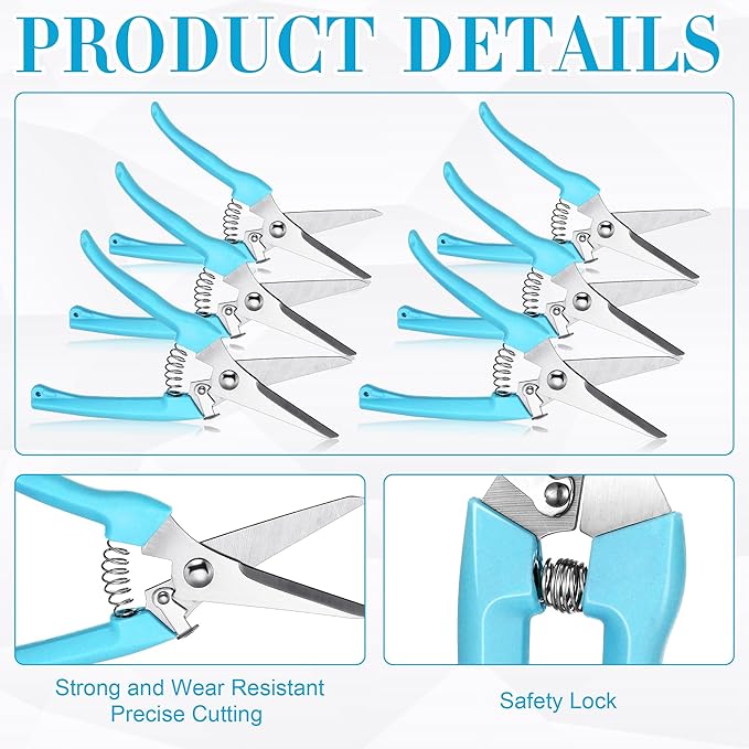 Chumia 30 Pcs Garden Flower Shears Pruning Scissors Heavy Duty Plant Scissors Trimming Garden Clippers Hand Tree Pruner for Yard Gardening Plants Hedge Flower Tree Cutting Secateurs (Blue)