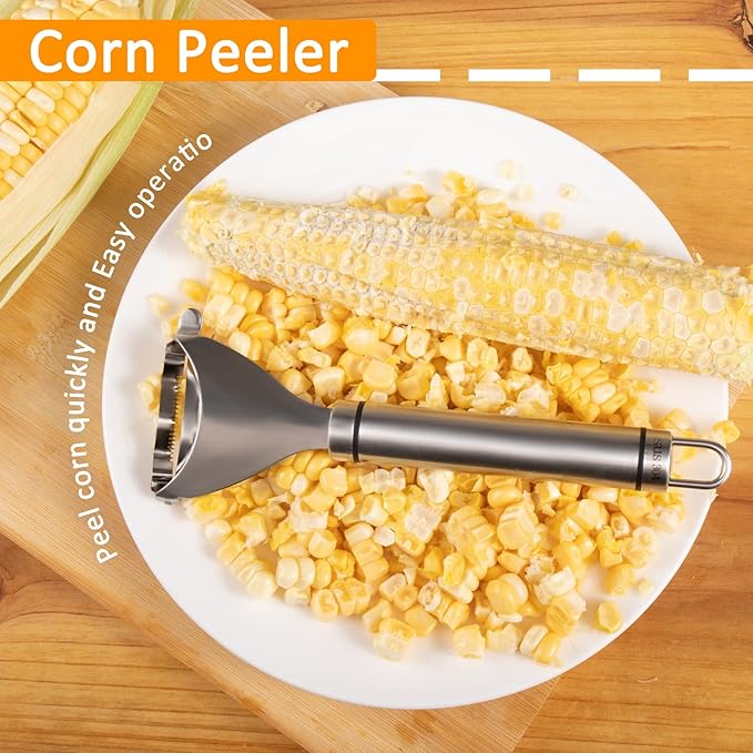 Corn Peeler, Corn stripper for corn on the cob remover tool,Stainless steel multifunctional Kitchen Grips Corn planer Cob Cutter kernels, with Hand Protect