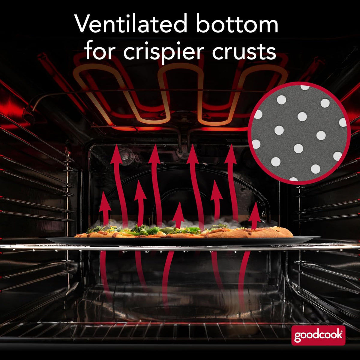GoodCook AirPerfect Nonstick 16” Pizza Pan – Pizza Tray for Oven, Perforated Round Pizza Pan, Carbon Steel Baking Pan, Homemade, Frozen & Leftover Slices