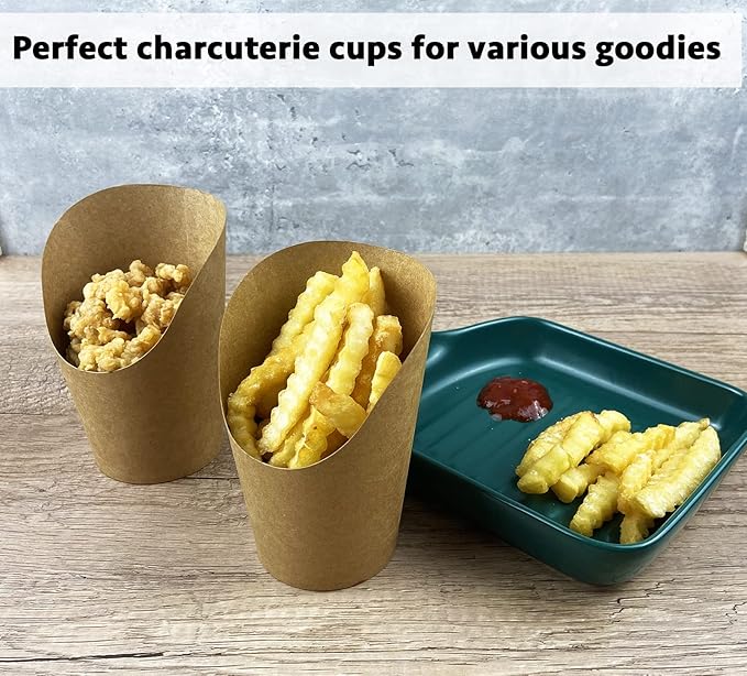 CAMKYDE 100 Pcs French Fries Holder, 12oz Disposable Paper French Fry Cups Charcuterie Cups for all Occasions (12oz)