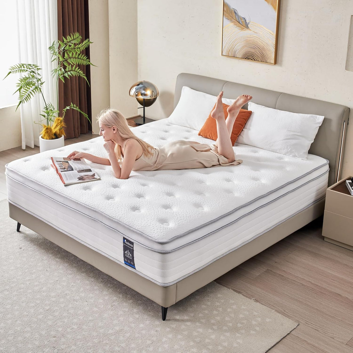 King Mattress, 12 Inch Hybrid Mattress in a Box, Memory Foam and Individual Pocket Springs, Fiberglass Free, Soft and Breathable, Medium Firm Feel
