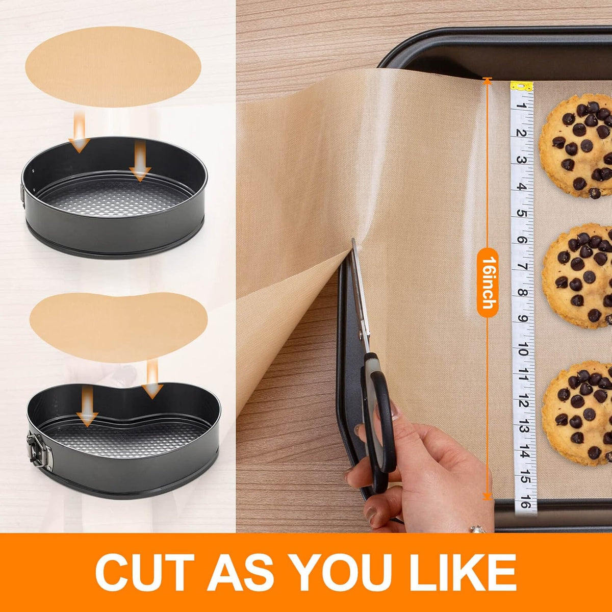 Silicone Baking Mat Roll -16IN x 10FT Non Stick Heat Resistant Food Grade Baking Mats, No Slip Reusable Freeze Dryer Mat,Pastry Mat,Countertop Protector Mat, Washable Oil-Proof Refrigerator Liners