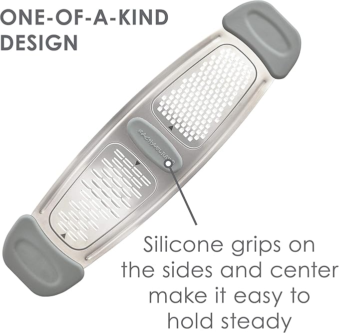 Rachael Ray Tools and Gadgets Stainless Steel Multi Grater for Cheese, Ginger, Garlic, and more, Gray