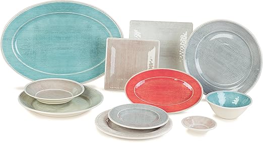 Carlisle FoodService Products Grove Reusable Plastic Plate Dinner Plate with Wide Rim for Home and Restaurant, Melamine, 11 Inches, Buff, (Pack of 12)