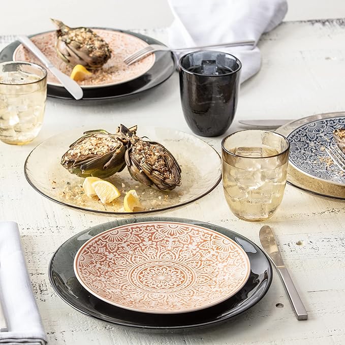 Fortessa Los Cabos Glass Dinnerware Collection, Salad Plate (Set of 4), 8 Inch, Ginger Root