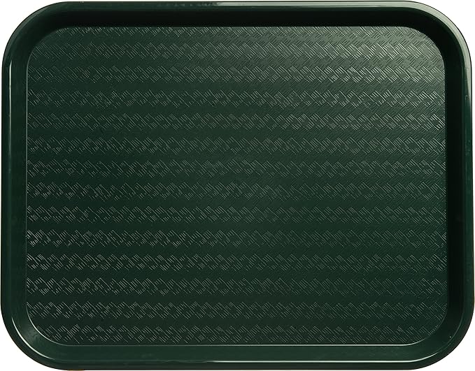 Carlisle FoodService Products Cafe Fast Food Cafeteria Tray with Patterned Surface for Cafeterias, Fast Food, And Dining Room, Plastic, 17.87 X 14 X 0.98 Inches, Forest Green, (Pack of 12)