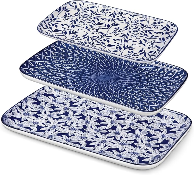 vancasso Porcelain Serving Trays for Party, Serving Platters Set of 3,Serving Dishes for Entertaining, Ceramic Party Trays and Platters for Serving Food, 16"/14"/12" Inch, Series SELENE