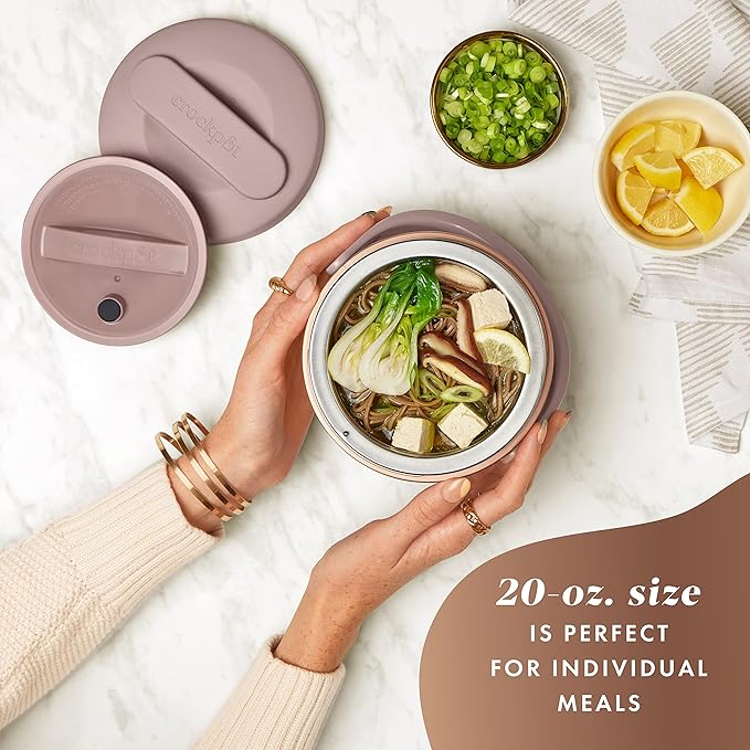 Crock-Pot 20-Ounce Electric Lunch Box, Portable Food Warmer, Blush Pink | Perfect for Travel, Car, On-the-Go | Spill-Free, Dishwasher-Safe