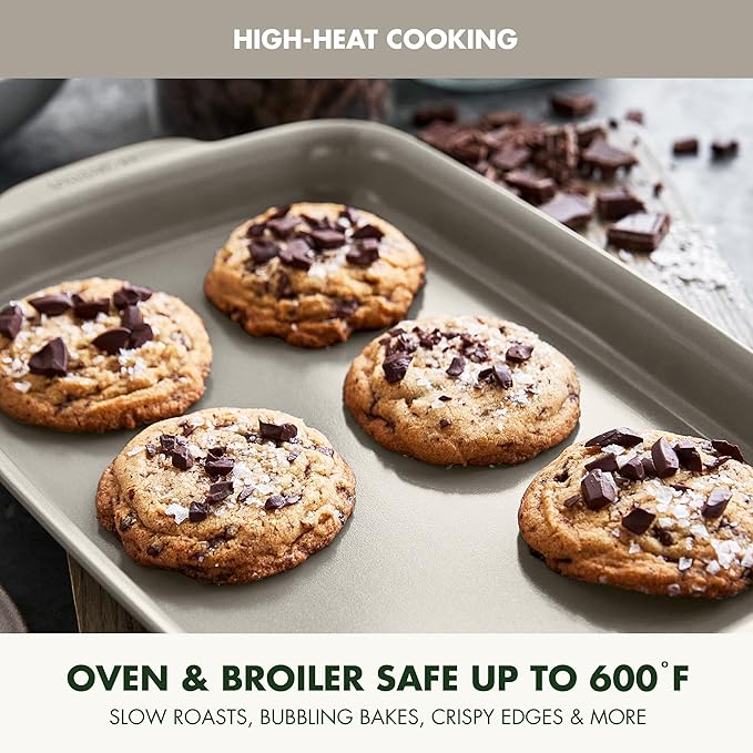 GreenPan Premiere Ovenware Healthy Ceramic Nonstick 13" x 9" Quarter Sheet Baking Pan, PFAS-Free, Warp-Free Bakeware, Durable Quick Heating, Oven & Broiler Safe to 600F, Dishwasher Safe, Taupe