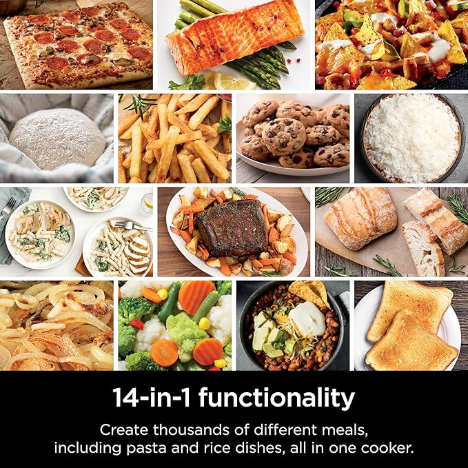 Ninja Combi All-in-One Multicooker, Oven, & Air Fryer, Complete Meals in 15 Mins, 14-in-1 Functions, Combi Cooker + Air Fry, Bake, Roast, Slow Cook and More, 3 Accessories, Stainless Steel, SFP701