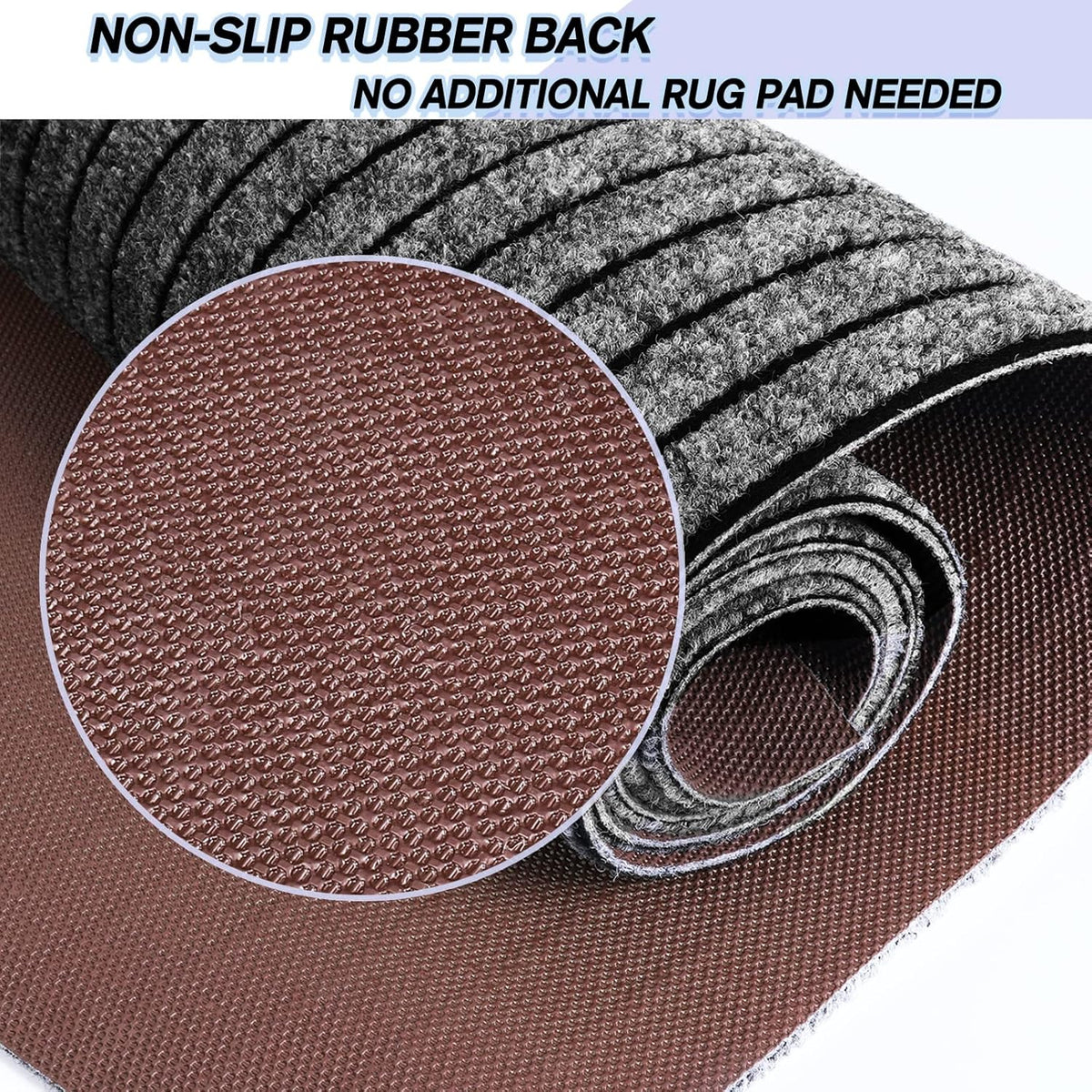 Custom Size Backed Non-Slip Area Rugs Runner, Easy Clean, Waterproof Runner Rugs for Hallway Entryway, Kitchen, Laundry, 3FT x 36FT, Gray Stripe